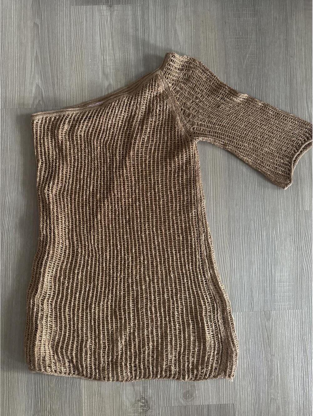 Calypso St. Barth Tan Crochet Mini Dress